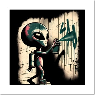 Urban Alien Graffiti Artist T-Shirt - Street Art Enthusiast Tee Posters and Art